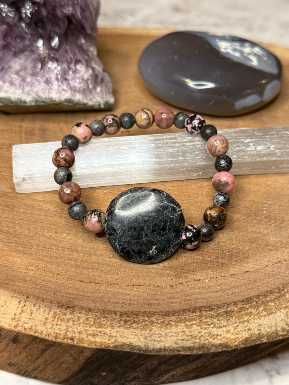 Handmade Crystal stretch bracelet with Centerpiece